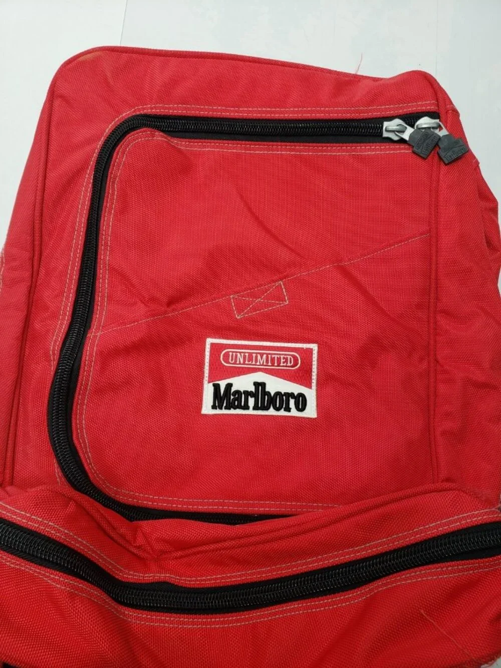 Vintage Marlboro Unlimited Duffle Bag Backpack Red & Black With Strap
